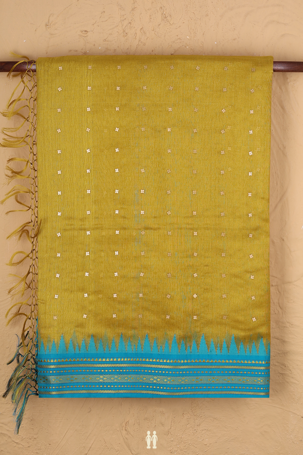 Bailu Silk Saree In Golden Yellow With Chamki Work