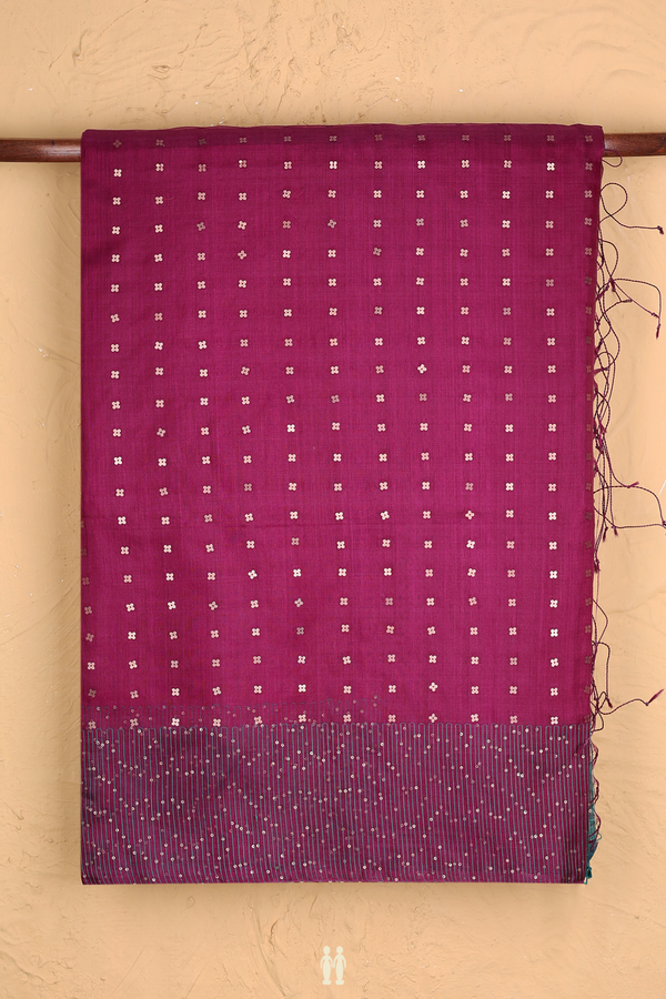 Bailu Silk Saree In Grape Purple With Chamki Work