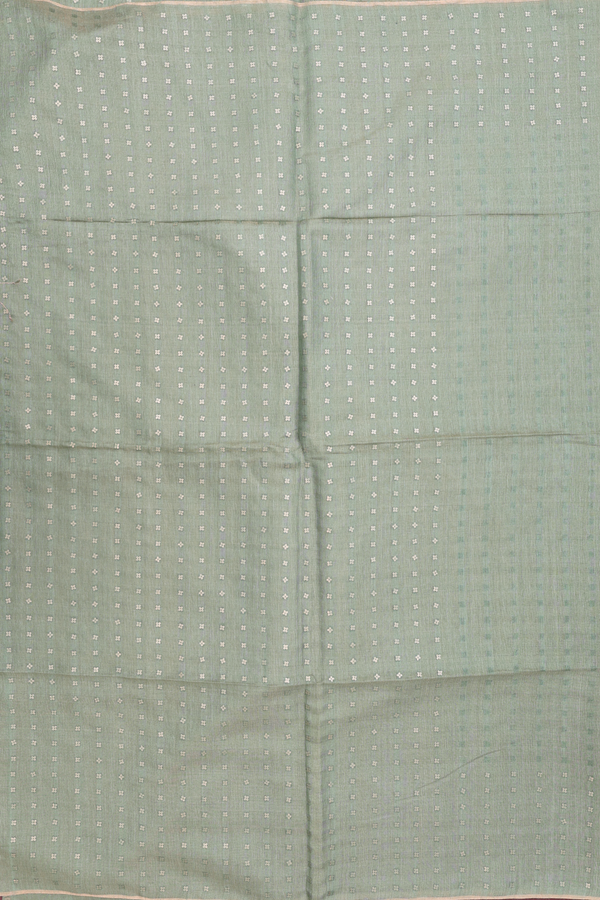 Bailu Silk Saree In Green With Chamki Border