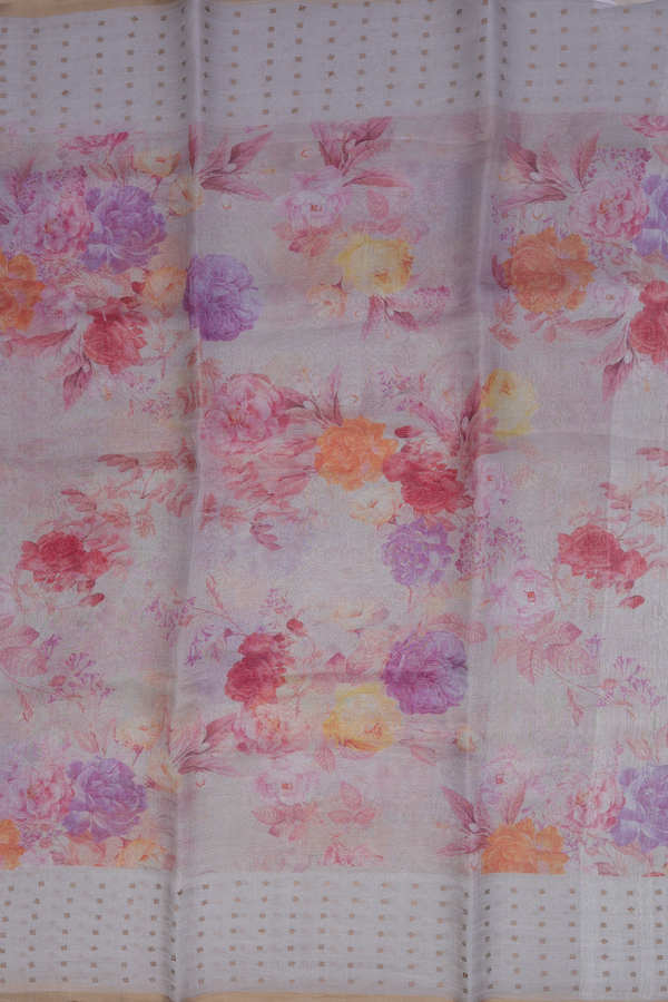 Bailu Silk Saree In Grey With Floral Printed Design
