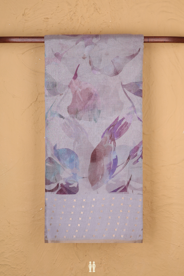 Bailu Silk Saree In Grey With Printed Design