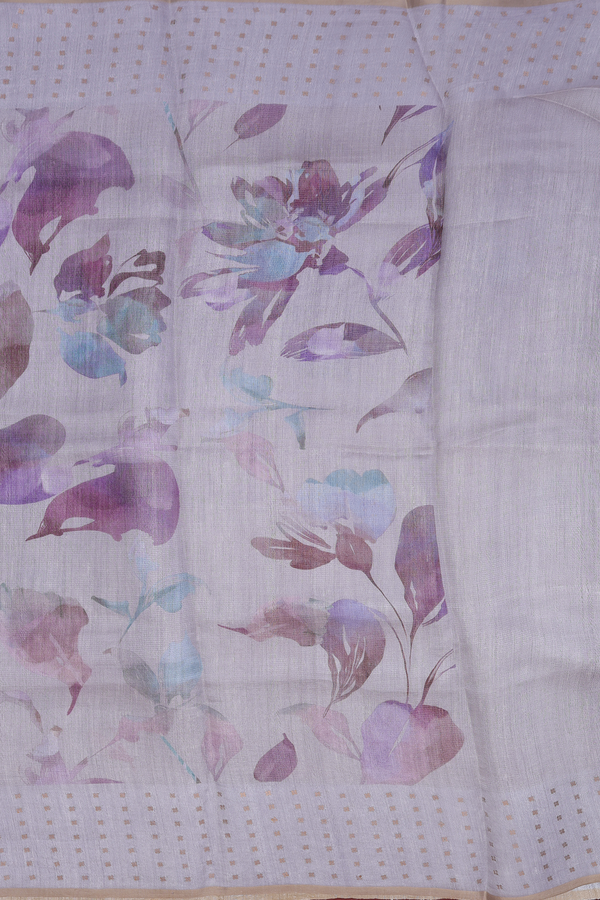 Bailu Silk Saree In Grey With Printed Design