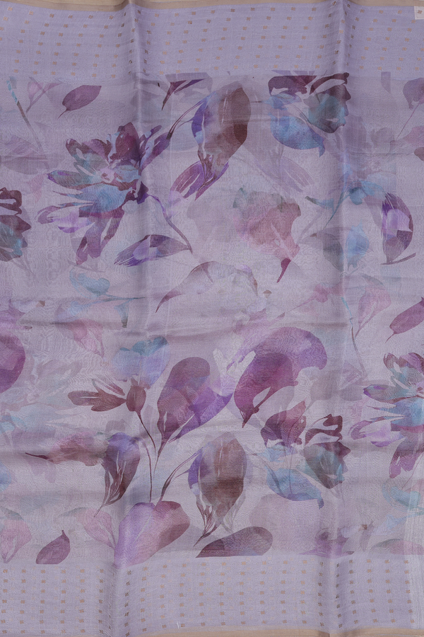 Bailu Silk Saree In Grey With Printed Design