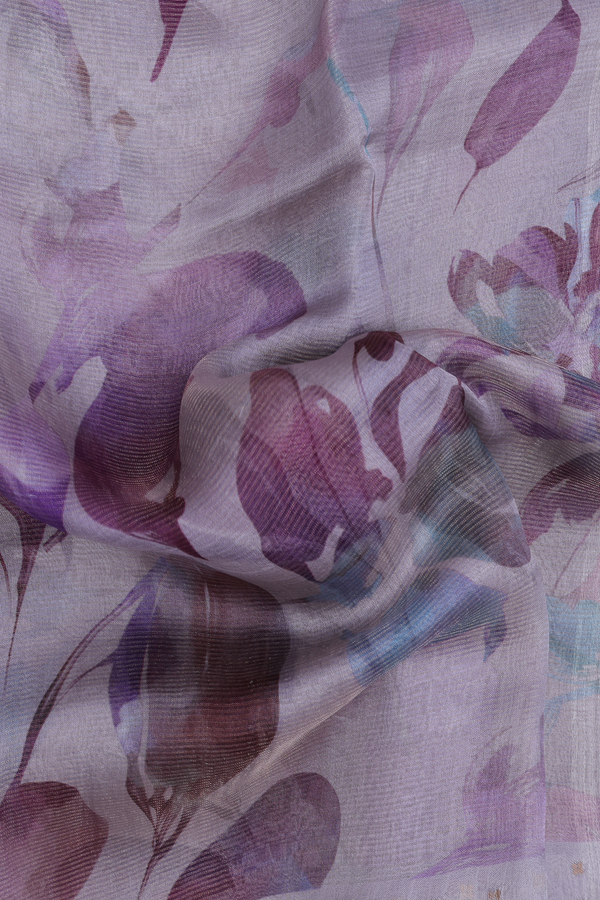 Bailu Silk Saree In Grey With Printed Design
