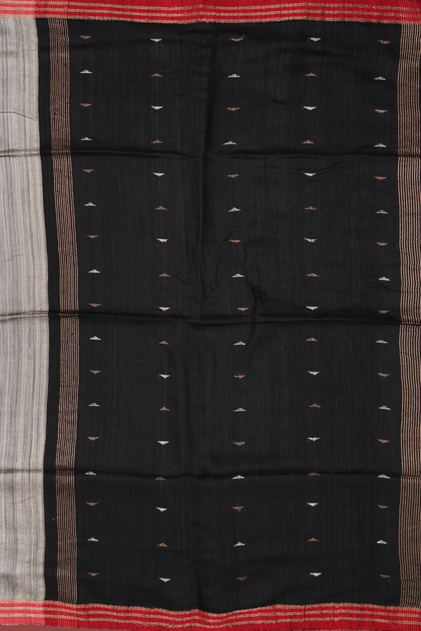 Bailu Silk Saree In Grey With Threadwork Buttas