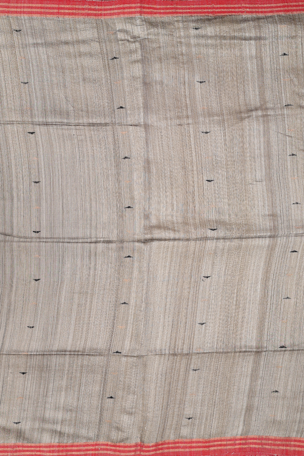 Bailu Silk Saree In Grey With Threadwork Buttas
