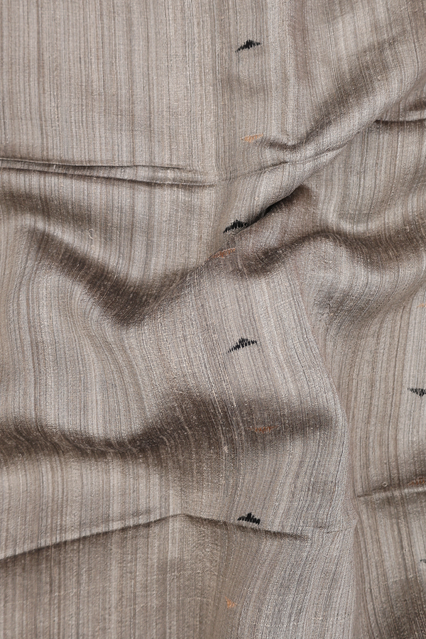 Bailu Silk Saree In Grey With Threadwork Buttas
