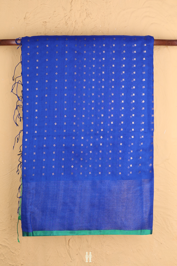 Bailu Silk Saree In Indigo Blue With Chamki Work