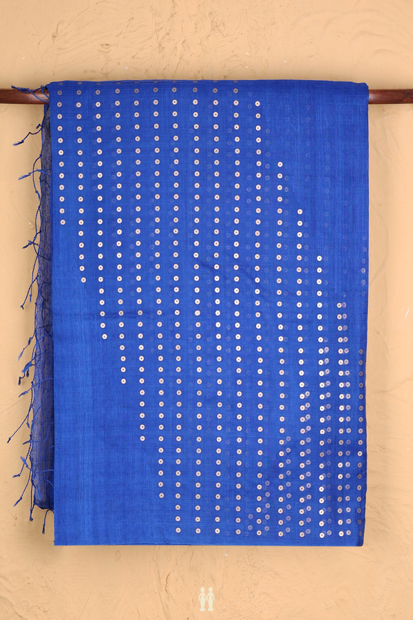 Bailu Silk Saree In Indigo Blue With Chamki Work