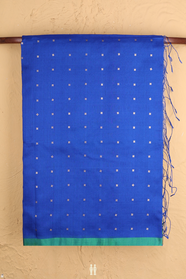 Bailu Silk Saree In Indigo Blue With Chamki Work
