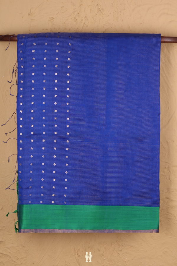 Bailu Silk Saree In Indigo Blue With Chamki Work