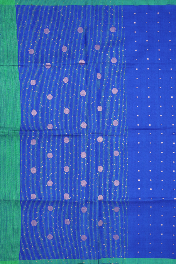 Bailu Silk Saree In Indigo Blue With Chamki Work