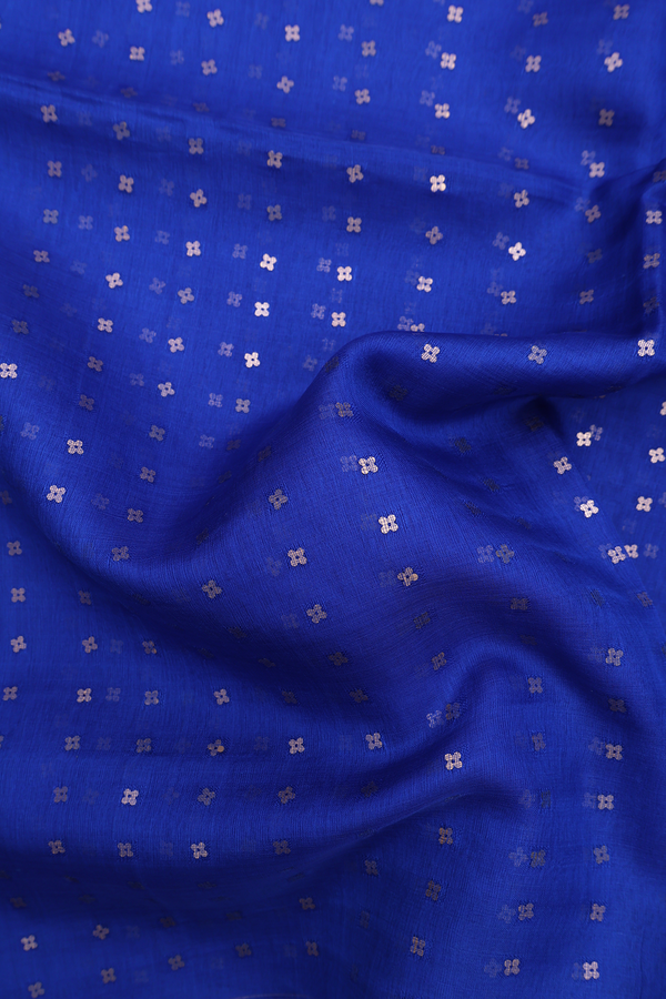 Bailu Silk Saree In Indigo Blue With Chamki Work