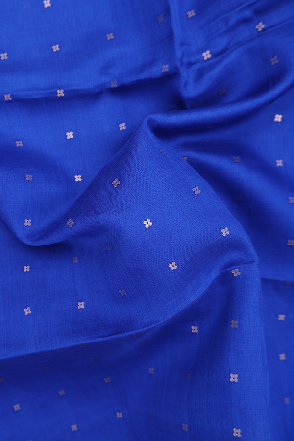 Bailu Silk Saree In Indigo Blue With Chamki Work