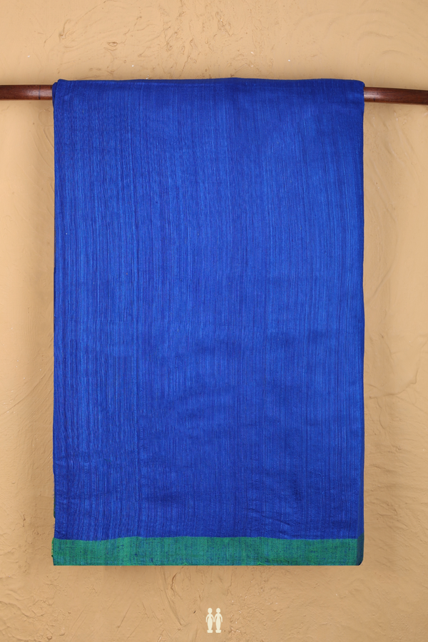 Bailu Silk Saree In Indigo Blue With Contrast Border