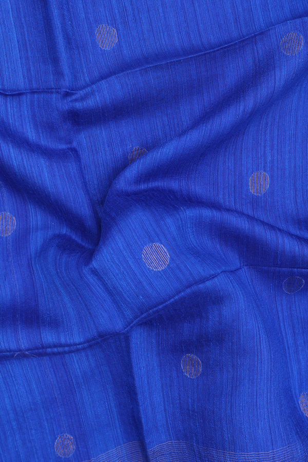 Bailu Silk Saree In Indigo Blue With Zari Buttas