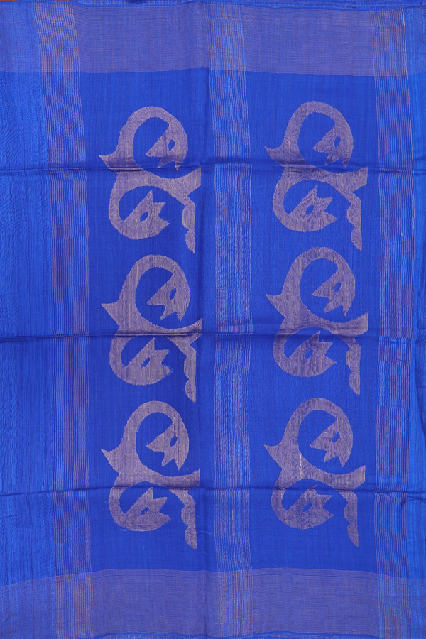 Bailu Silk Saree In Indigo Blue With Zari Buttas