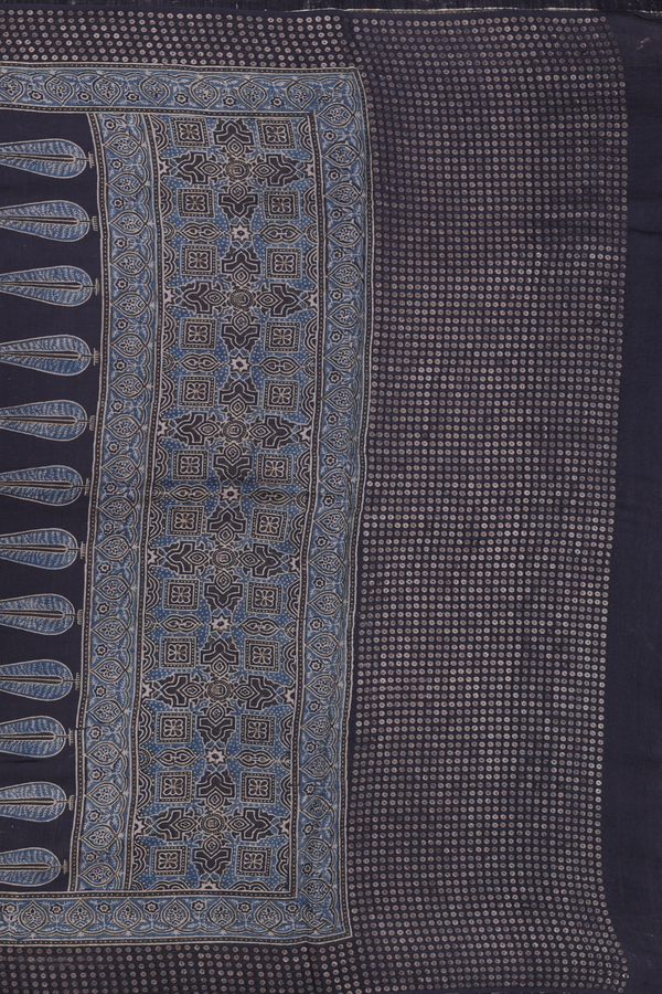 Bailu Silk Saree In Multicolor With Ajrakh Printed Design