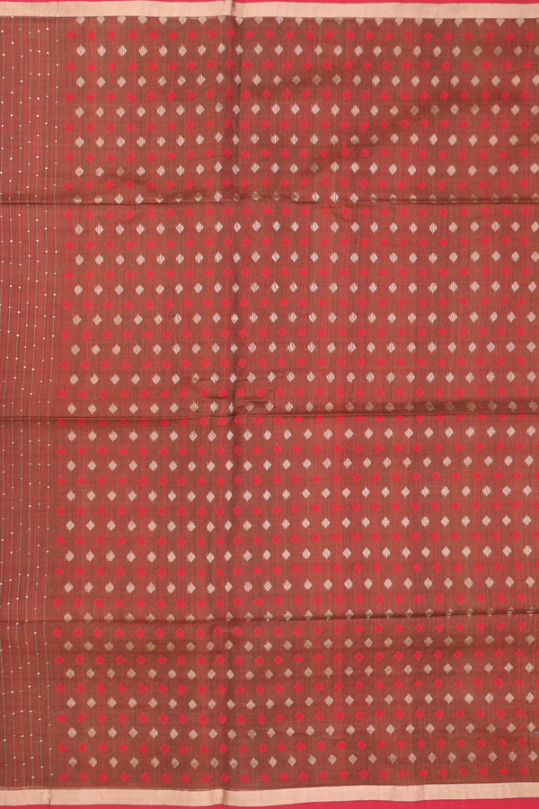 Bailu Silk Saree In Olive Green With Stripes Design