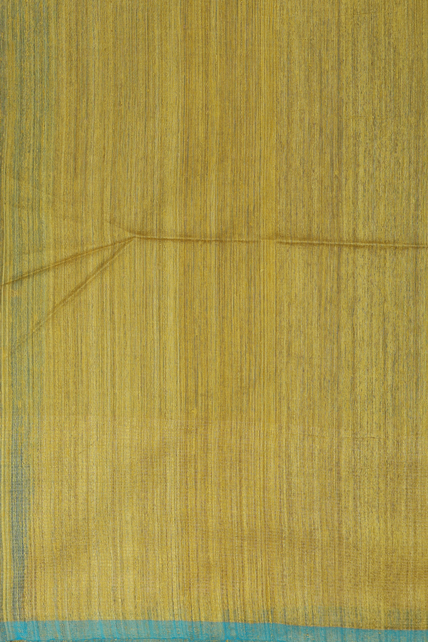 Bailu Silk Saree In Olive Yellow With Chamki Work