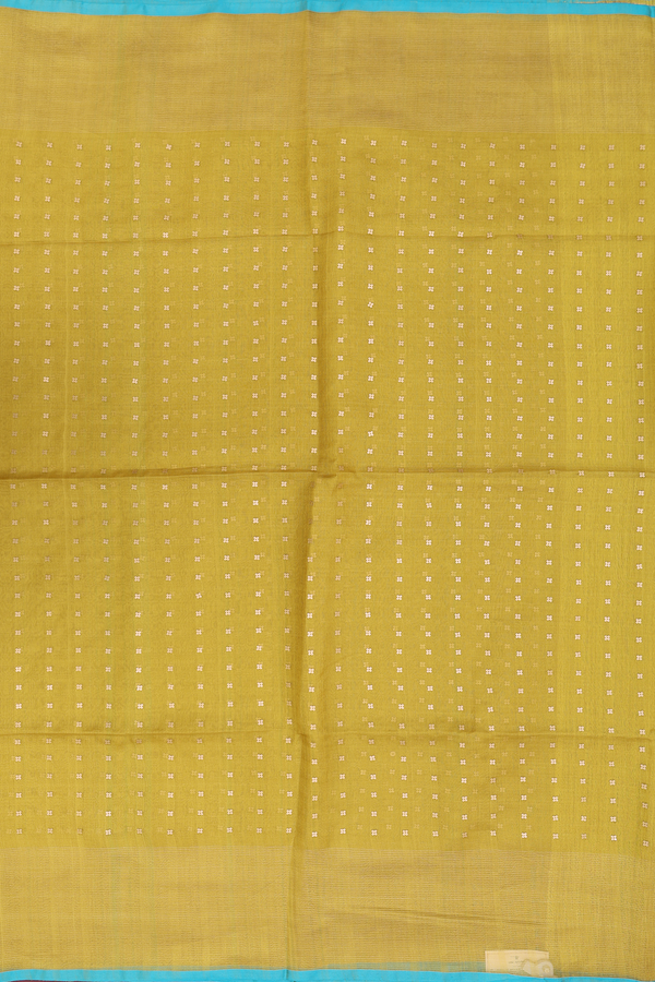 Bailu Silk Saree In Olive Yellow With Chamki Work