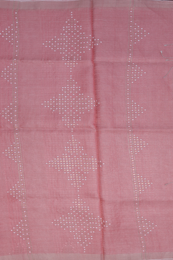 Bailu Silk Saree In Orange With Chamki Work