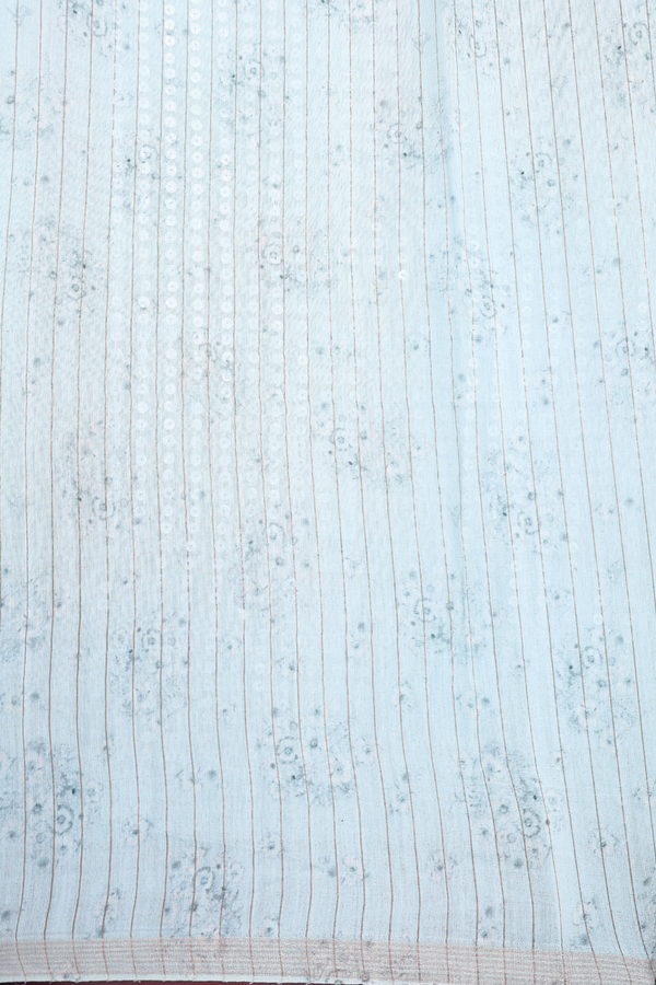 Bailu Silk Saree In Pastel Blue With Floral Printed Design