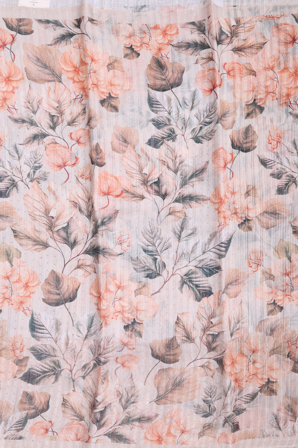 Bailu Silk Saree In Pastel Brown With Leaf Design