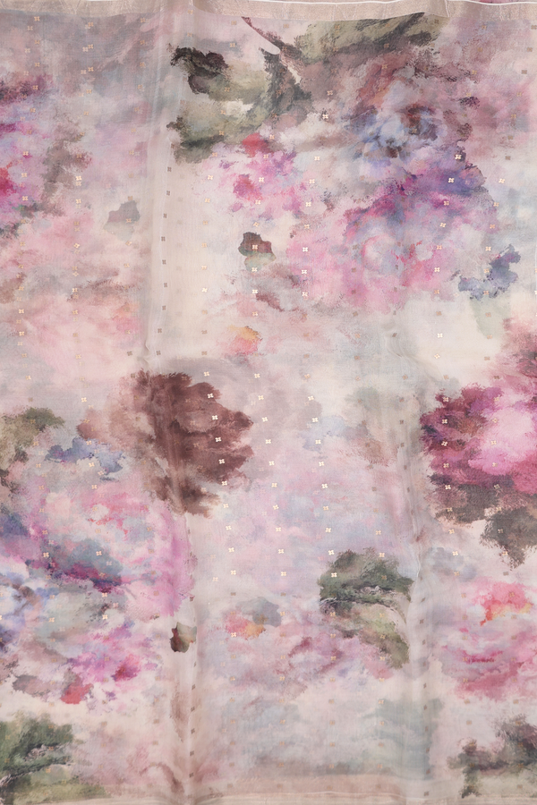 Bailu Silk Saree In Pastel Brown With Printed Design