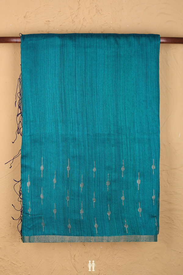 Bailu Silk Saree In Peacock Green With Zari Border