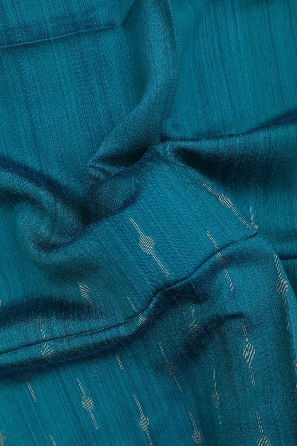 Bailu Silk Saree In Peacock Green With Zari Border
