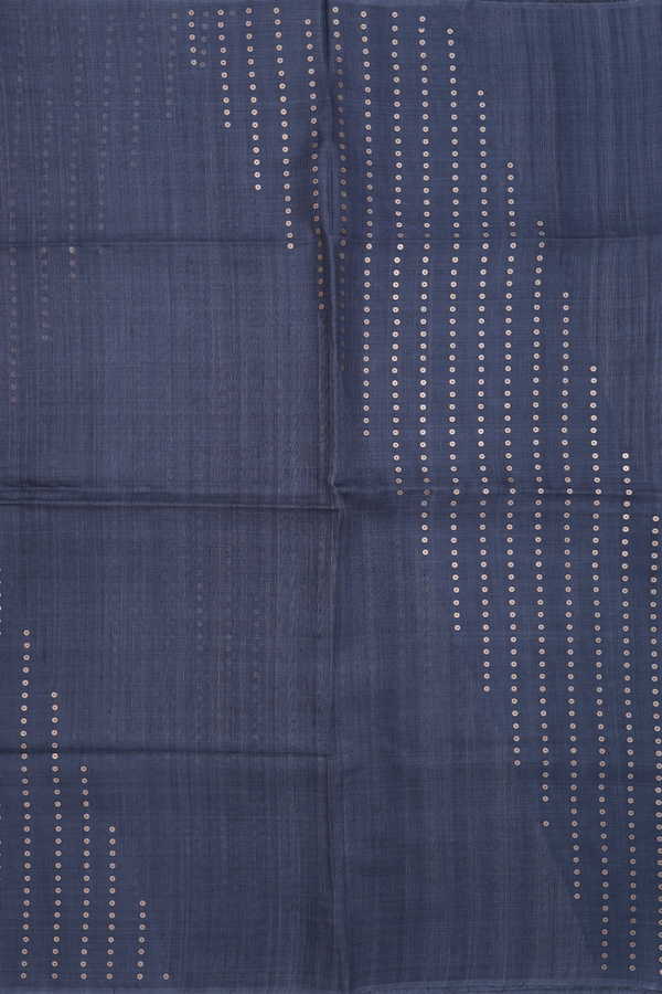 Bailu Silk Saree In Pigeon Blue With Chamki Work