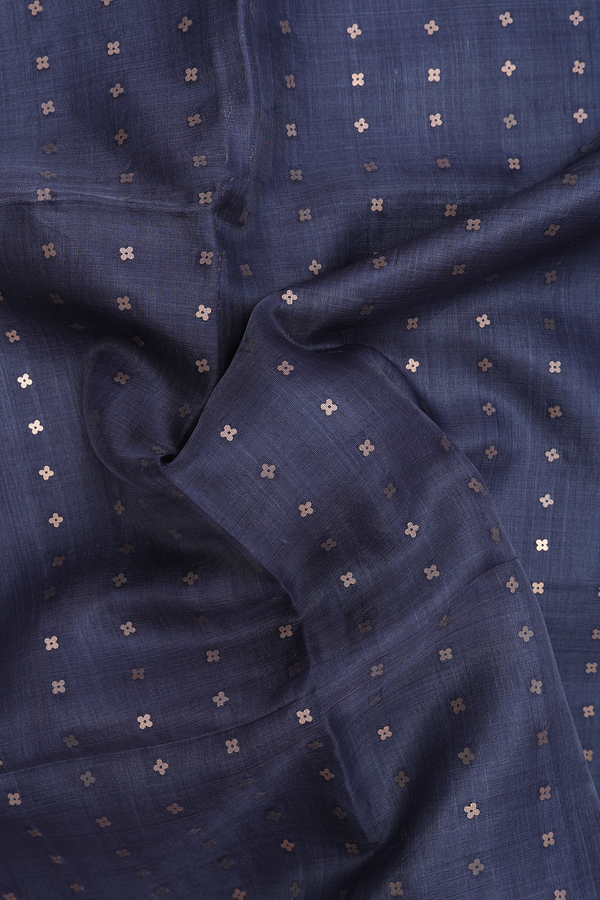 Bailu Silk Saree In Pigeon Blue With Chamki Work