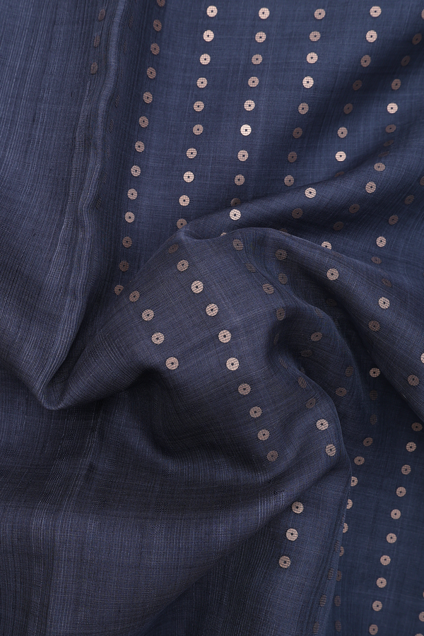 Bailu Silk Saree In Pigeon Blue With Chamki Work
