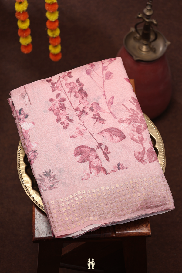 Bailu Silk Saree In Pink With Printed Design