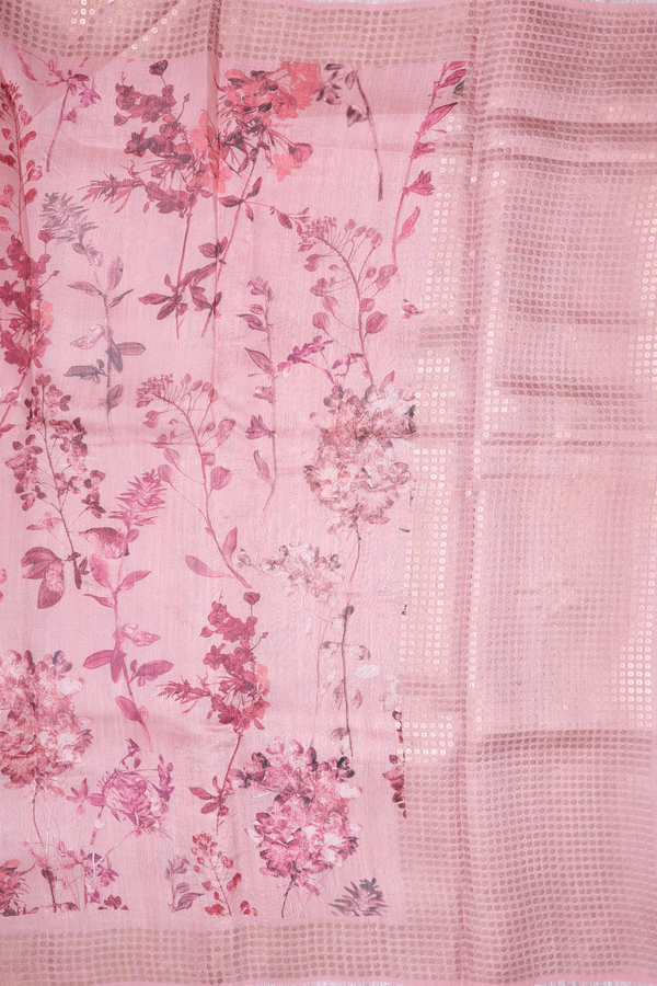Bailu Silk Saree In Pink With Printed Design