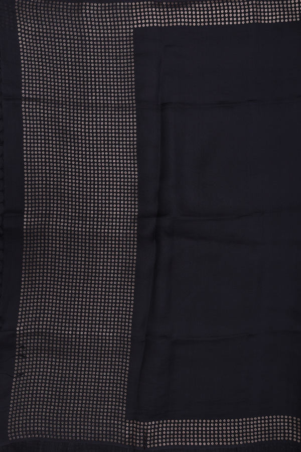 Bailu Silk Saree In Plain Black With Chamki Border
