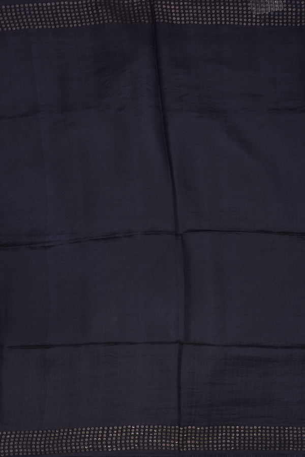 Bailu Silk Saree In Plain Black With Chamki Border