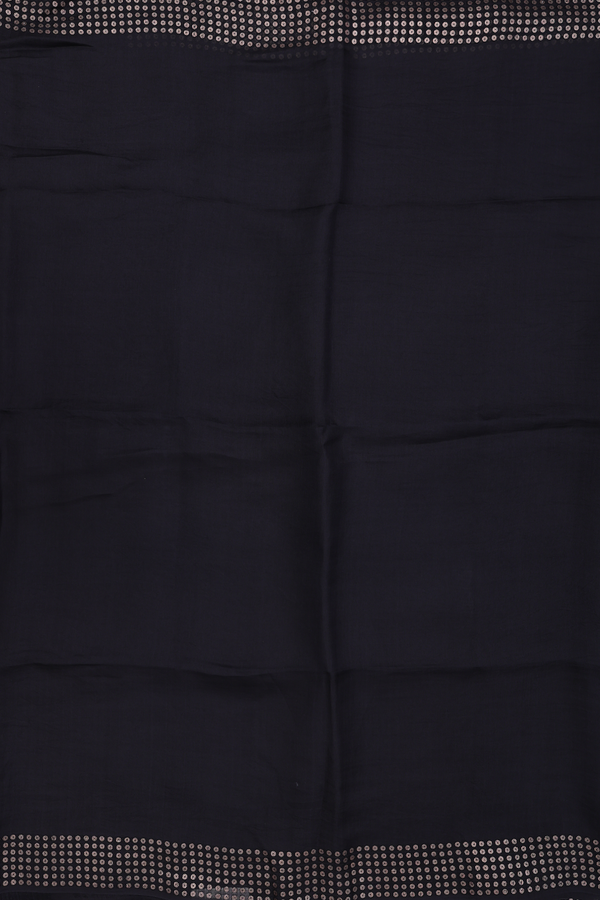 Bailu Silk Saree In Plain Black With Chamki Border