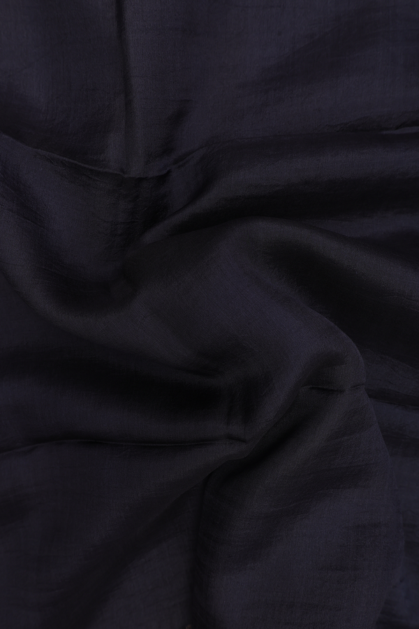 Bailu Silk Saree In Plain Black With Chamki Border