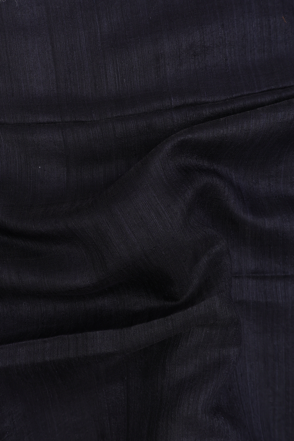 Bailu Silk Saree In Plain Black With Contrast Border