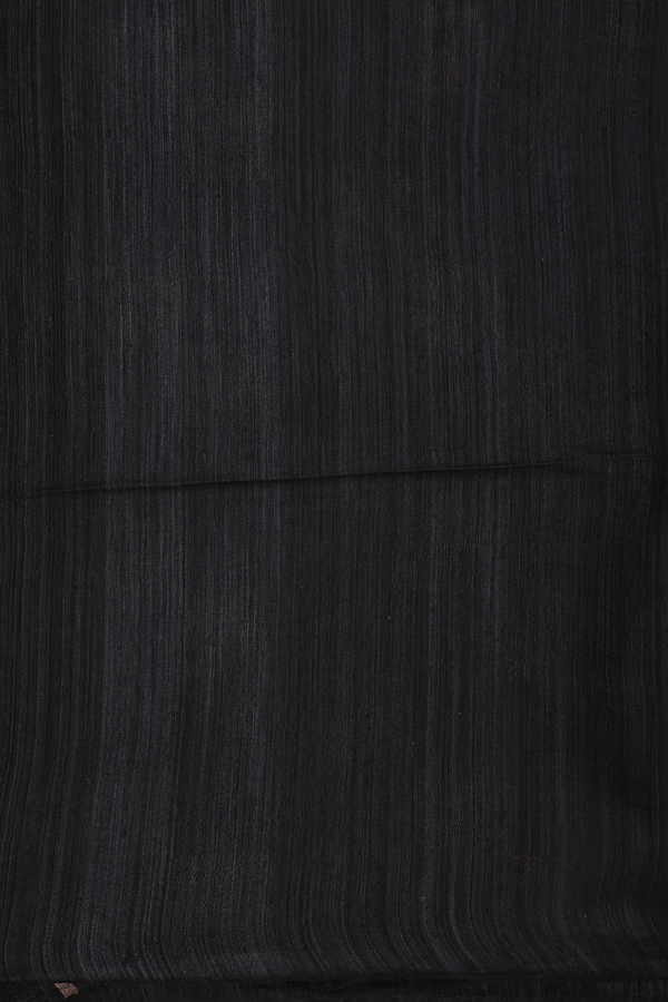 Bailu Silk Saree In Plain Black With Square Border