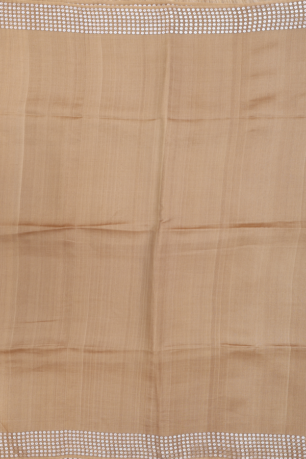 Bailu Silk Saree In Plain Brown With Chamki Border