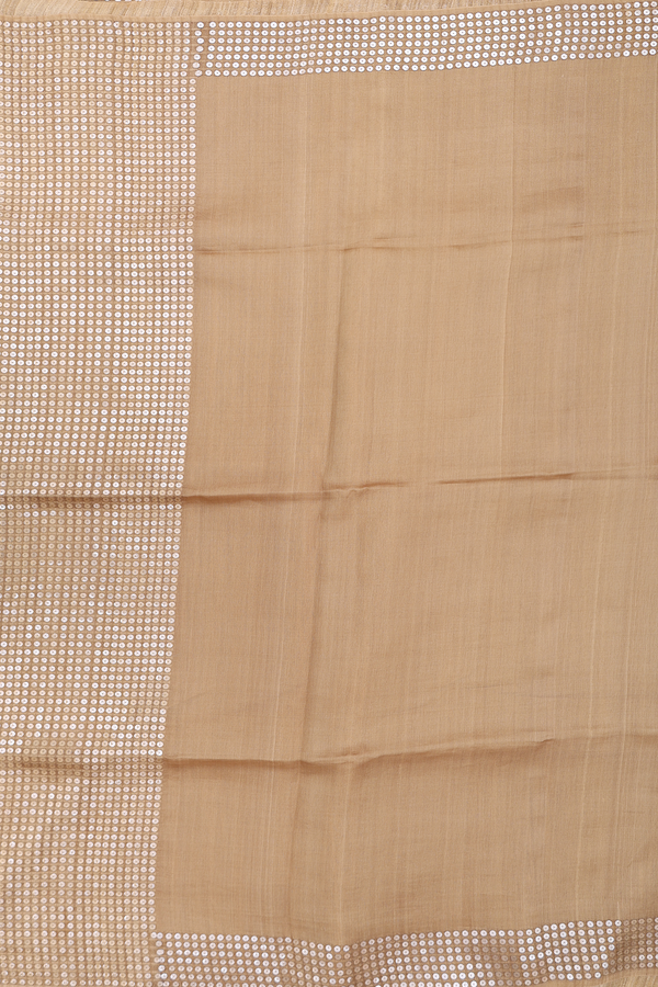 Bailu Silk Saree In Plain Brown With Chamki Border