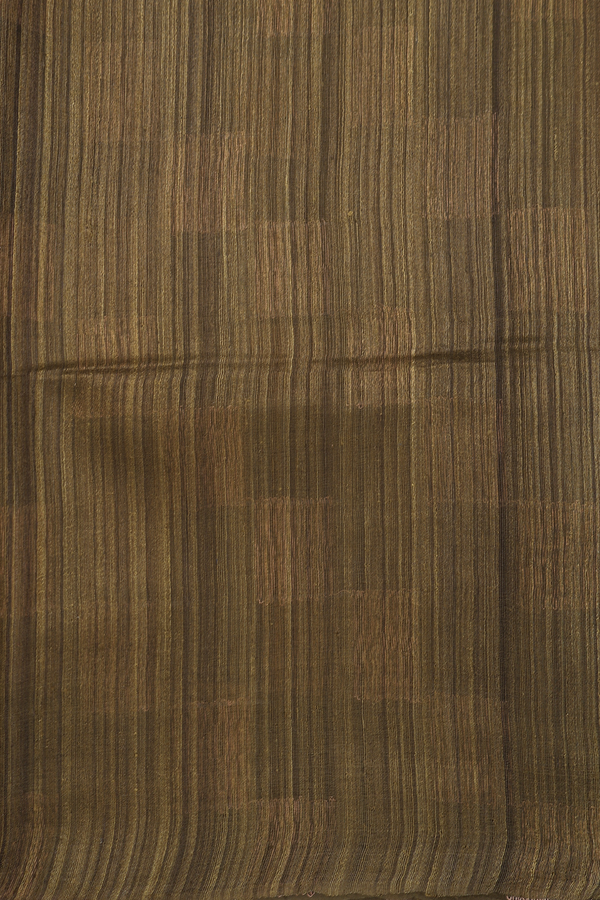 Bailu Silk Saree In Plain Brownish Green With Square Border