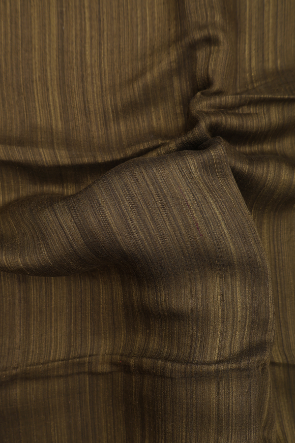 Bailu Silk Saree In Plain Brownish Green With Square Border
