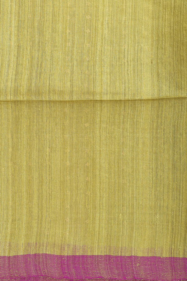 Bailu Silk Saree In Plain Celery Yellow With Contrast Border