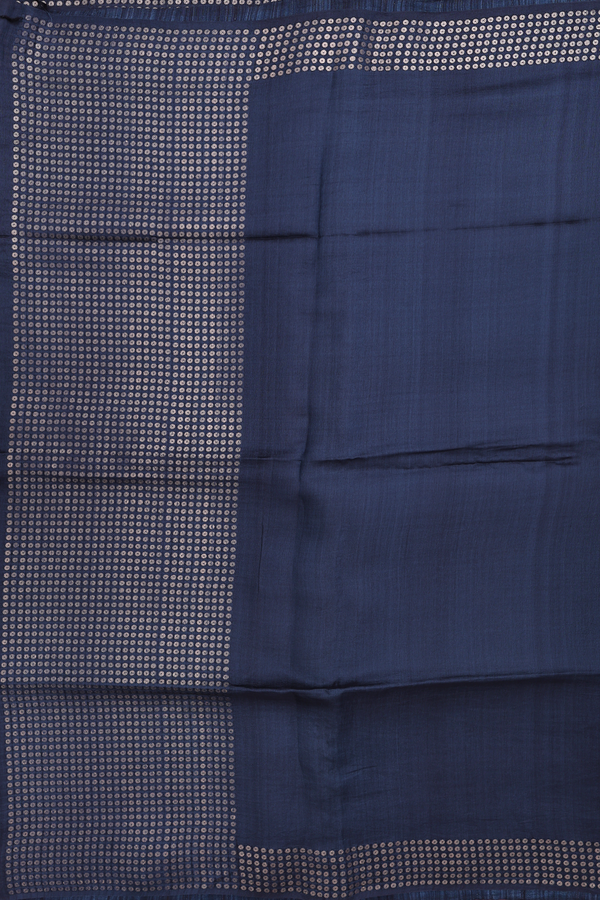 Bailu Silk Saree In Plain Charcoal Grey With Chamki Border