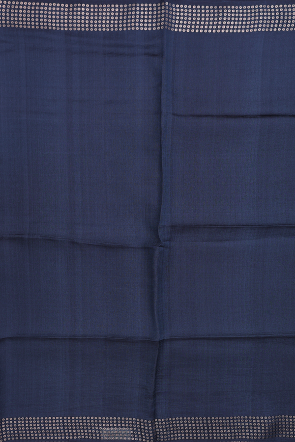 Bailu Silk Saree In Plain Charcoal Grey With Chamki Border