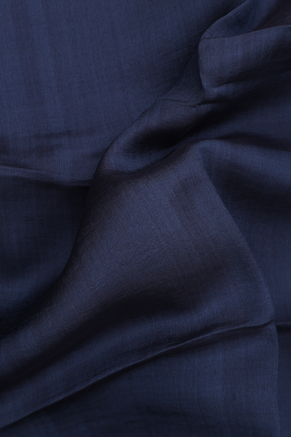 Bailu Silk Saree In Plain Charcoal Grey With Chamki Border